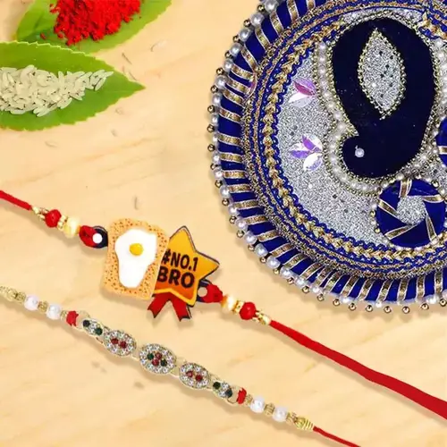 Decorative Rakhi Thali With Bhaiya N Kid Rakhi