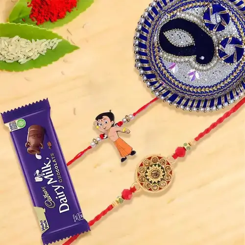 Kid Rakhi N Adult Rakhi Along with Rakhi Thali