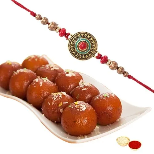 Classic Gift of Single Rakhi N 500 gm Gulab Jamun