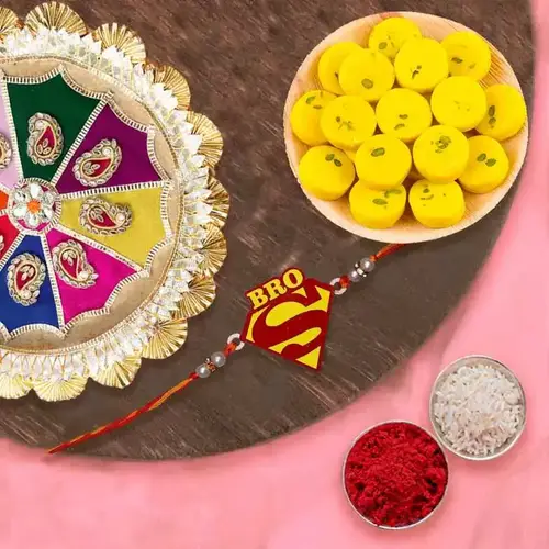 Mind-Blowing Rakhi Special Gift of Kesaria Peda, One Kids Rakhi and One Rakhi Thali