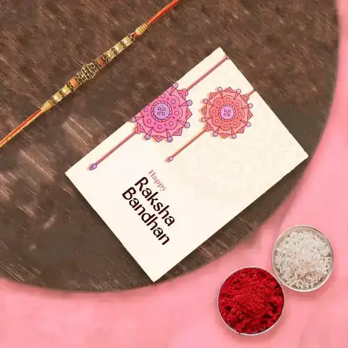 Thread Rakhi with Rakhi Card