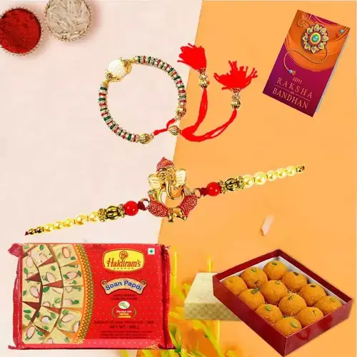 Boondi Ladoo with Haldirams Soan Papdi N Bhaiya Bhabhi Rakhi