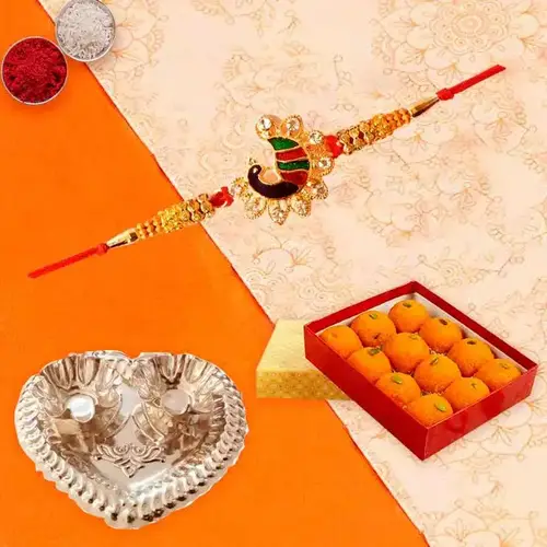 Ferrero Rocher with Silver Plated Pooja Thali with Boondi Ladoo
