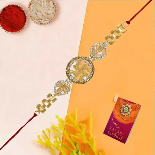 Graceful Swastik Rakhi with Free Roli, Chawal n Card