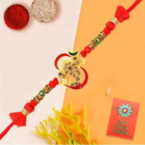 Blessed Beads Ganesha Pattern Om Rakhi