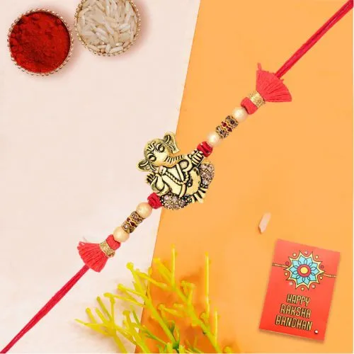 Auspicious Ganesha Rakhi with Pearl String