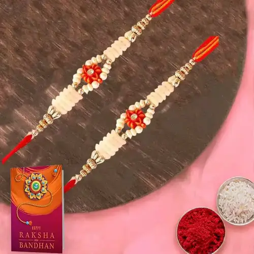 Flashy Pearl Floral Pattern Rakhi