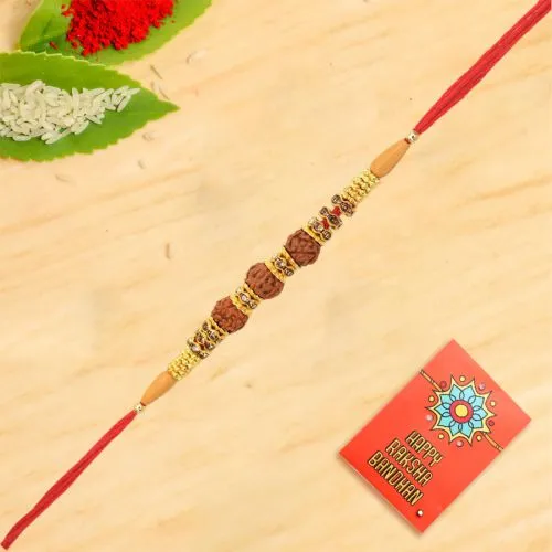 Super-Glow Gold Beads Bhaiya Rakhi