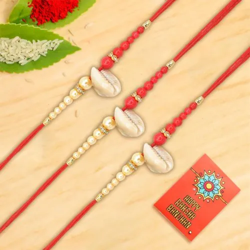 Beads n Shell Work Rakhi Trio