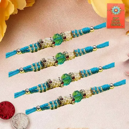 Sassy Blue Beads Mouli Rakhi