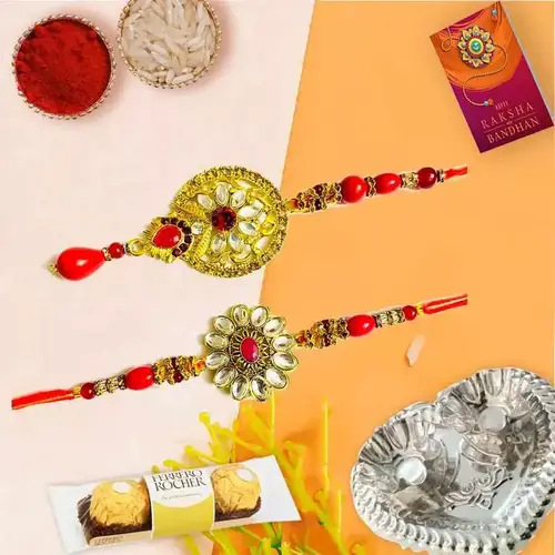 Fancy Bhaiya Bhabhi Rakhi Set with Choco Feast