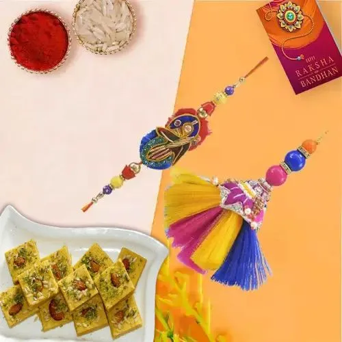 Elegant Zardosi Work Lumba Rakhi n Soan