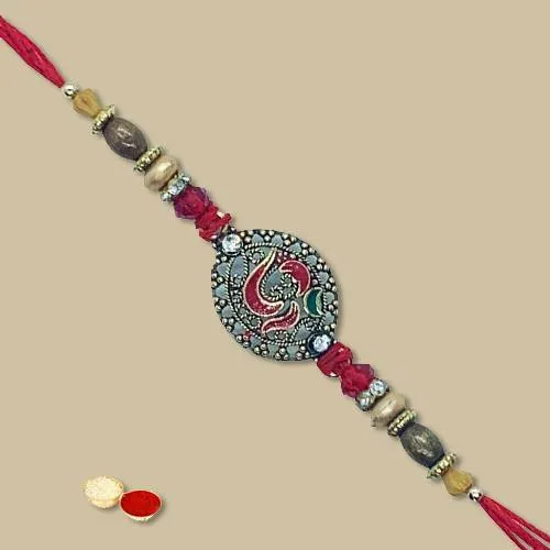 Ethnic Rakhi with Roli, Chawal Tika n Rakhi Card