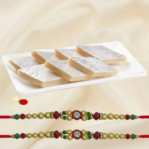 Kaju Sweet with Ethnic Rakhi Duo