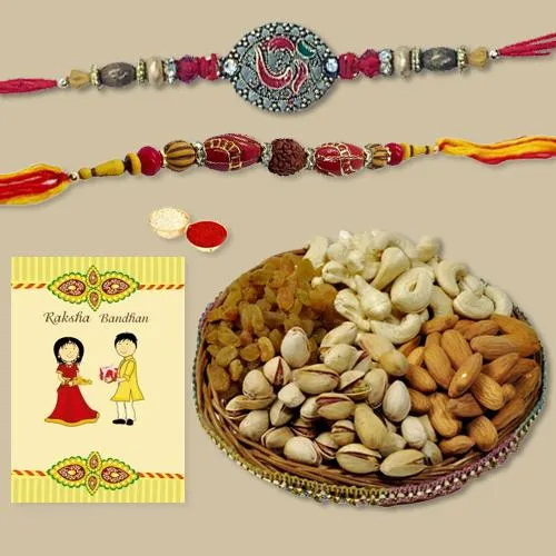 Designer Set of 2 Rakhi with Dry Fruits