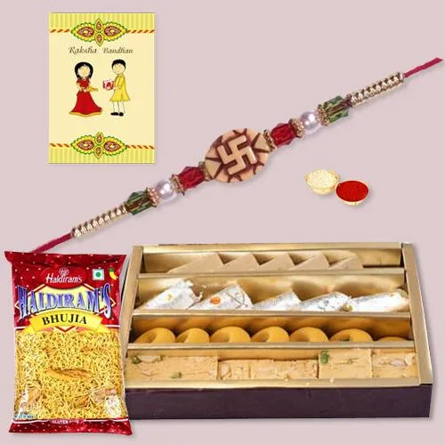 Ethnic Rakhi with Assorted Sweets n Haldirams Bhujia