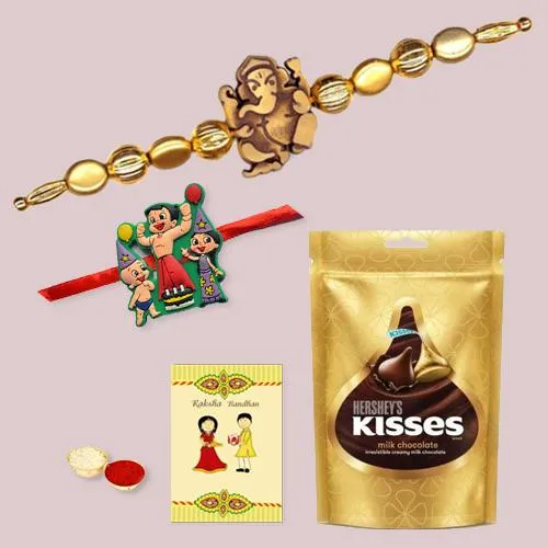 Ethnic Bhai Rakhi n Kids Rakhi with Hershey Chocolate