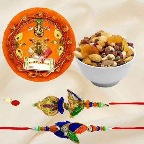 Couple Rakhi with Rakhi Thali n Dry Fruits