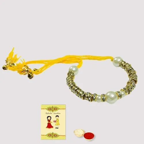 Elegant Braclet Rakhi with Roli, Chawal N Card