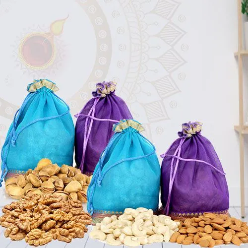 Decorative Dry Fruits Potli with Laxmi Ganesh Idol<br><br>