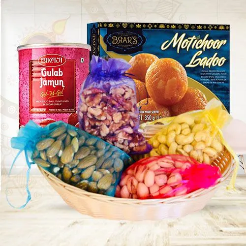 Divine Combo of Dry Fruit Assortments with Motichoor Ladoo