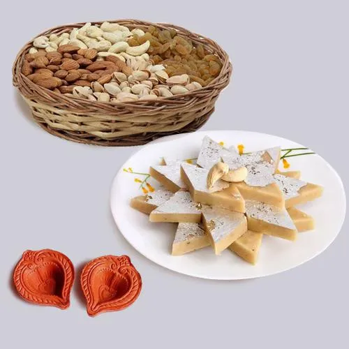 Beautifully Wrapped Gift of Exotic Dry Fruits, Kaju Katli