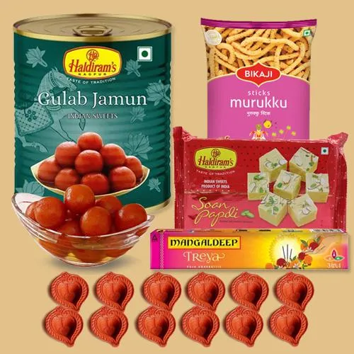Joyful Diwali Essentials with Assorted Sweets n Bikaji Snacks