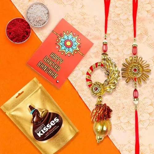 Attractive Bhaiya Bhabhi Rakhi with Hersheys Chocolates