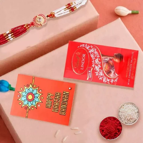 Appealing Gift of Rakhi with Lindt Chocolates
