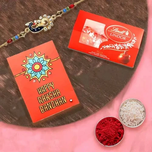 Stylish Gift of Rakhi with Lindt Chocolates