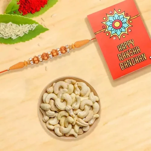 Graceful Rakhi with Crunchy Cashews, Roli Tika n Card