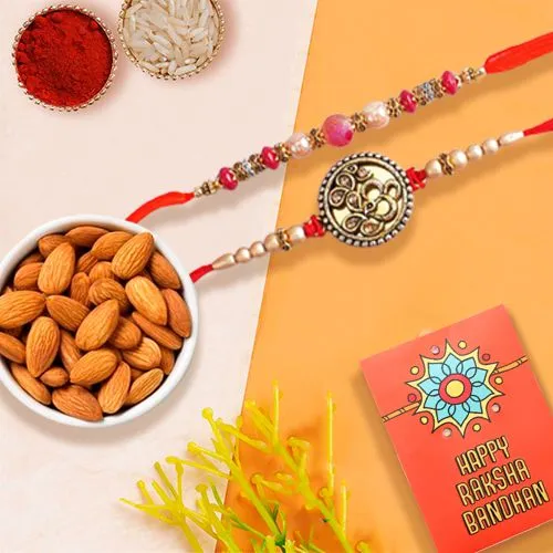 Amazing Pair of Rakhi with Crunchy Almonds