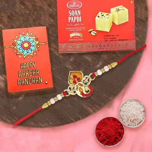 Fancy Rakhi N Haldiram Soan Papdi Gift Combo