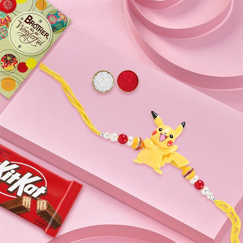Zappy Pikachu Rakhi with KitKat