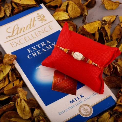 Delightful Gift of Lindt Milk Chocolate with Rakhi