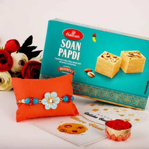 Dazzling Rakhi N Soan Papdi Gift Pack