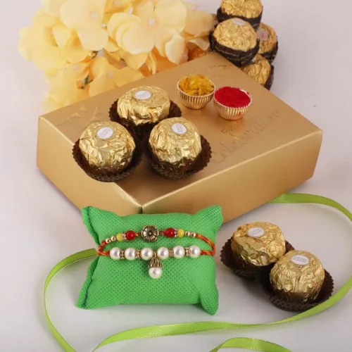 Classy Gift of Rakhis, Ferrero Rocher N Free Roli Chawal