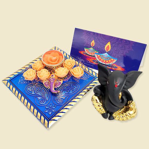 Divine Combo of Moulded Ganesha with Ganesha Candle N Card