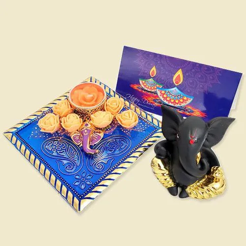 Stunning Gift of Moulded Ganesha Idol N Ganesha Candle