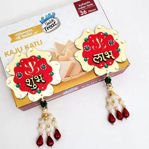 Lip-Smacking Kaju Barfi with Shubh Labh Hanging