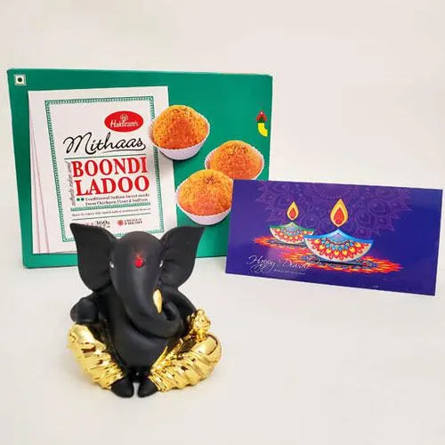 Appetizing Boondi Laddoo with Moulded Ganesha
