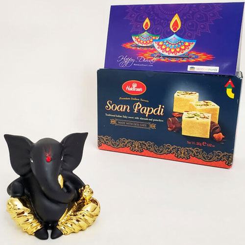 Blissful Gift of Haldiram Soan Papdi with Ganesha Murti