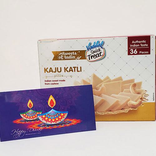 Pleasurable Gift of Kaju Katli with Card