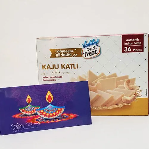 Pleasurable Gift of Kaju Katli with Card