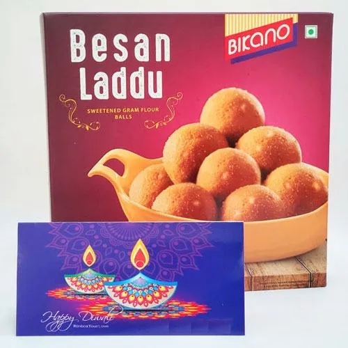 Irresistible Pack of Besan Laddoo with Greeting Card