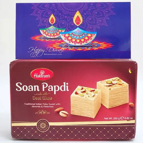 Mouth-Watering Soan Papdi with Festive Greeting Card