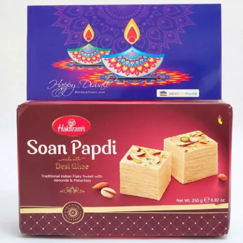 Mouth-Watering Soan Papdi with Festive Greeting Card