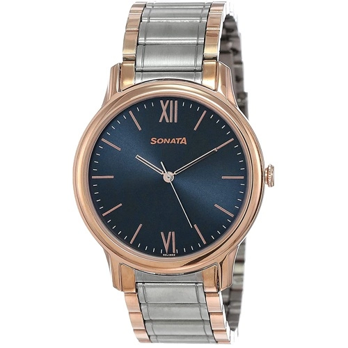 Stylish Sonata Beyond Gold Analog Blue Dial Mens Watch