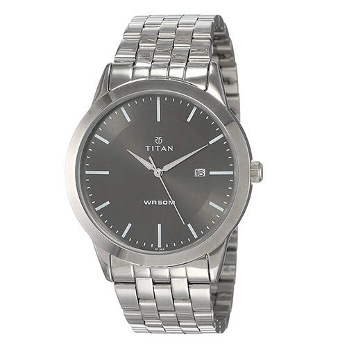 Titan Gents Watch with Anthracite Dial Silver Band