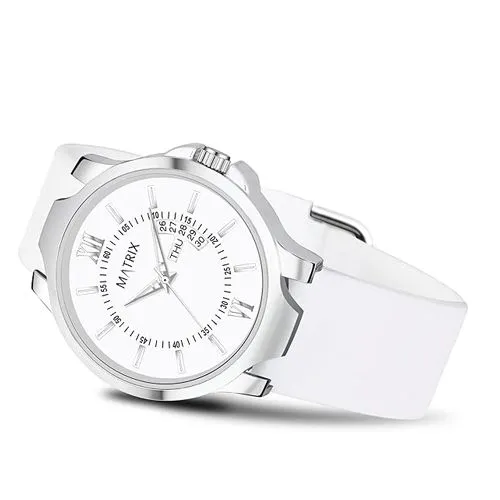 White Mens Silicone Body Watch